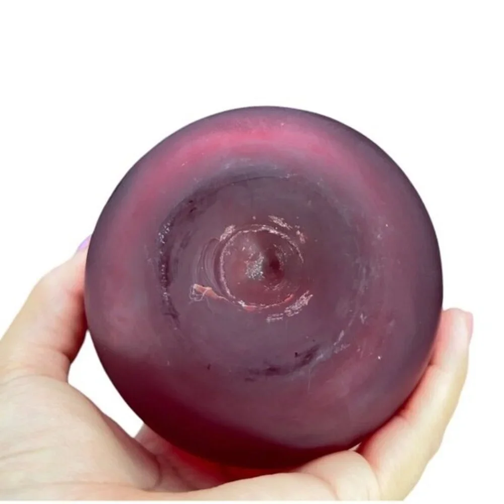Vintage Hand Blown Large Tomato Hand Made Frosted‎ Glass Paperweight Hollow 4”T
